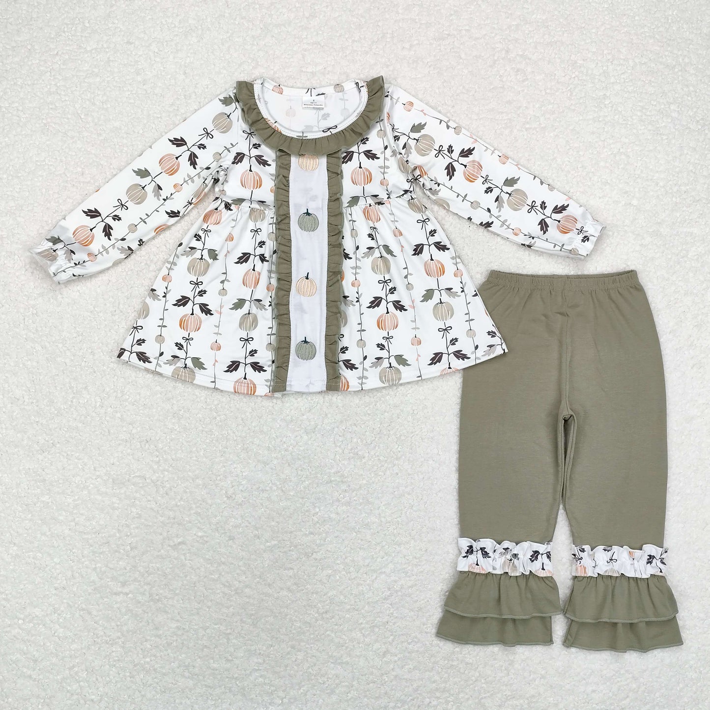 Baby Girls Embroidery Pumpkin Long Sleeve Pants Set