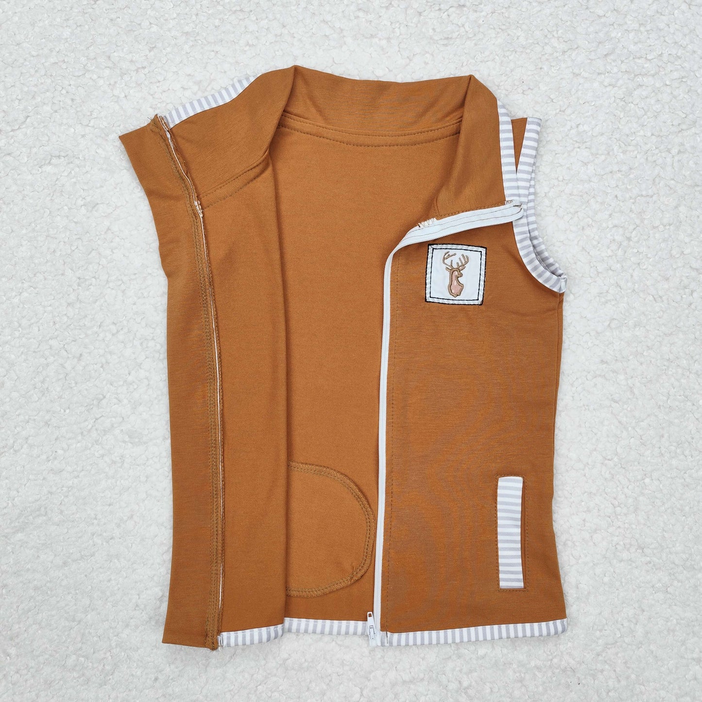 BT0855 Toddler Baby Embroidery Neutral Deer Sleeve Vest Top