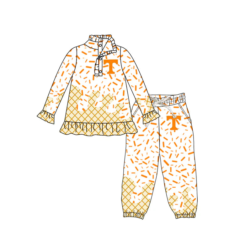 Preorder , 5 MOQ Baby Girls Tennessee Team long Sleeve Tee Shirt pants Clothes Sets