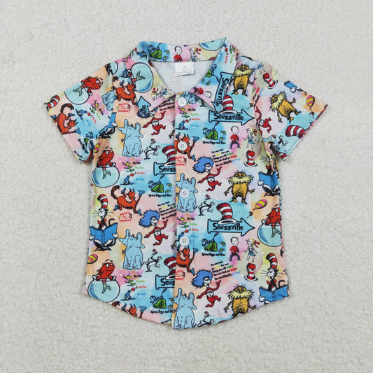 BT1461 Baby Boys Cartoon Cats Elephant Shorts Polo Shirt Top