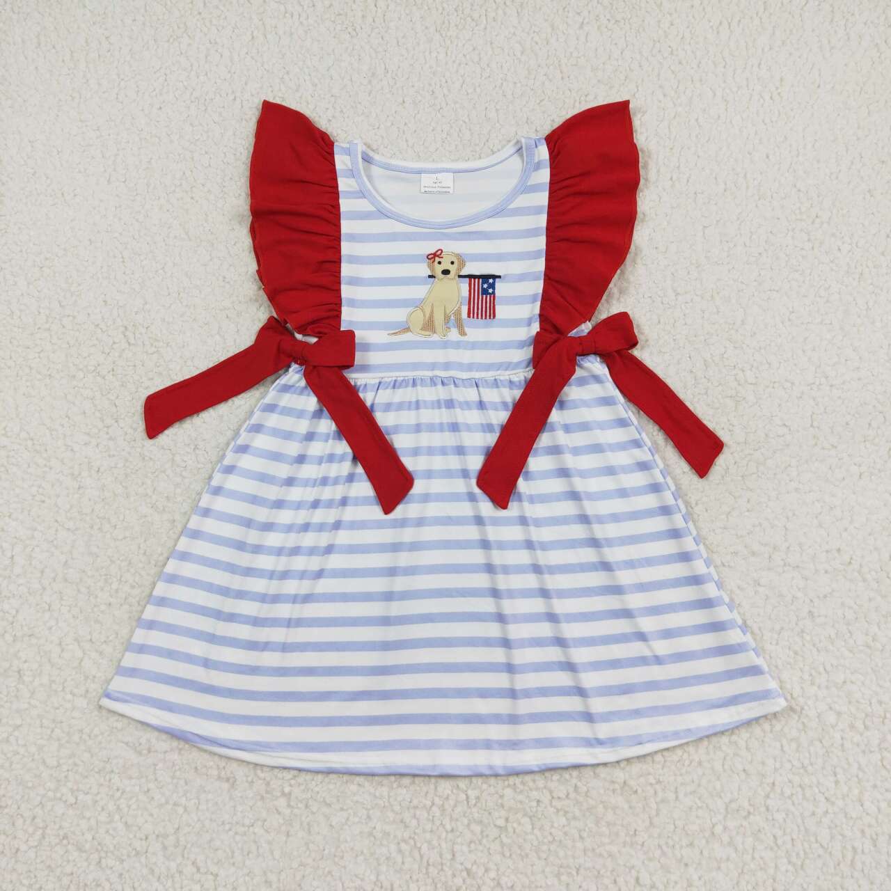 Kids Girls July 4th USA Flag Dog Dress