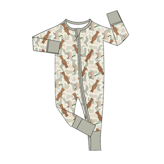 Newborn Baby Boys Camo Zipper Romper 5 MOQ Preorder