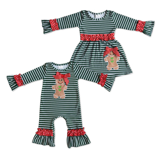 Baby Girls Sister Christmas Gingerbread Dress and Romper On Sale