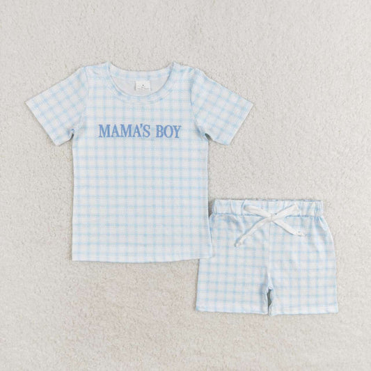 Mama's Boy Blue Gingham Shorts Set