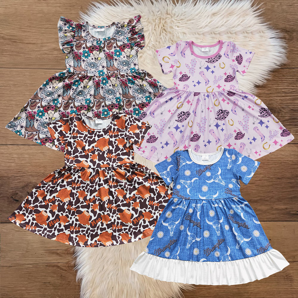 Baby Girls Summer Western Cowgirls Short Sleeve Dress