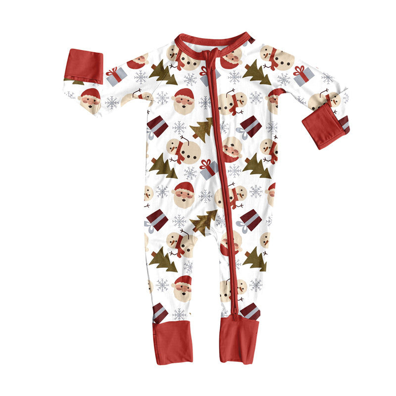 20 MOQ Preorder Baby Boys Christmas Santa Snowmen Long Sleeve Bamboo Romper