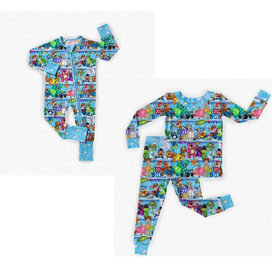 Sibling Baby Boys Cartoon Toy Pajama set and Romper