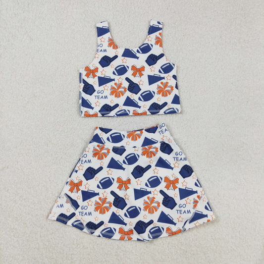 GSD2694 Kids Girls Football Team Houstom Astros Yoga Skort Set