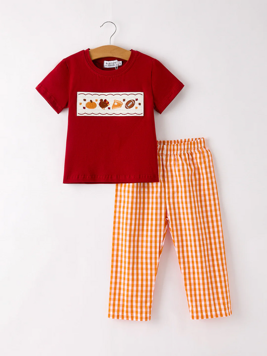 Preorder Kids Boys Thanksgiving Turkey Outfit  5 moq
