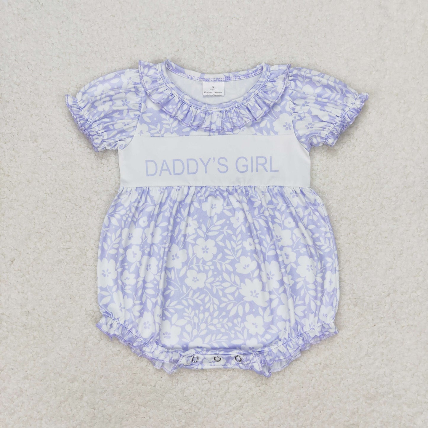 Sibling Daddys Girl Lavender Short Sleeves Floral Tunic Ruffle Short Set And Rompers