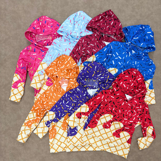 Sibling Toddler Ice Cream Drip Long Sleeve Hoodie Top