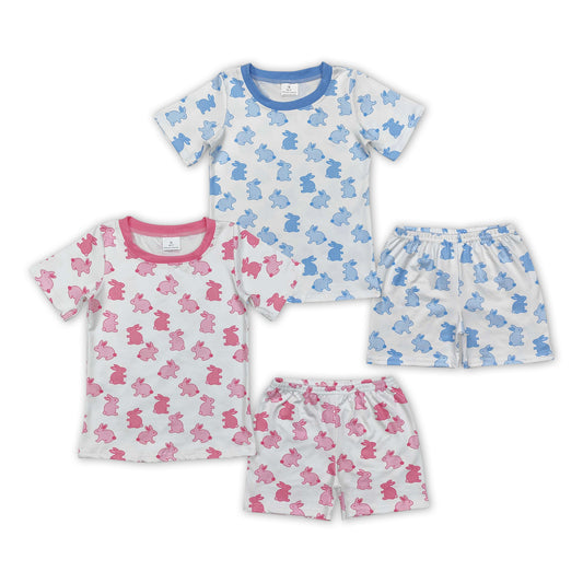 Sibling Baby Kids Easter Bunny Top Shorts Pajamas Sets