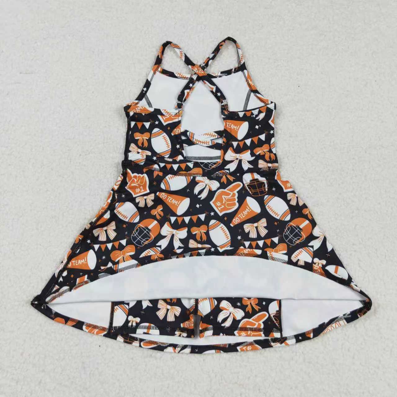Kids Girls Sibling Football Team Yoga Strap Dress and Skort Set