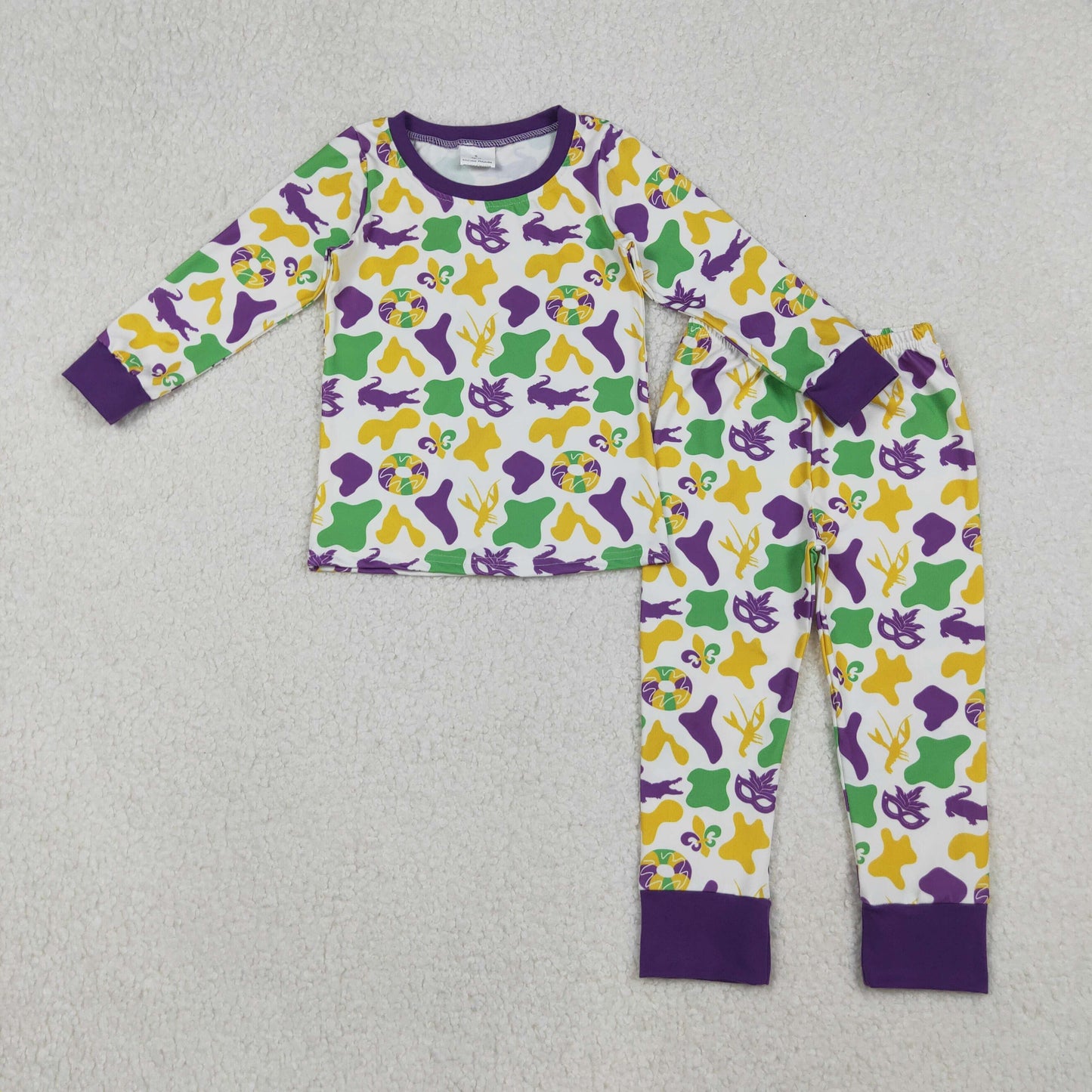 BLP1273 Kids Boys Mardi Gras Long Sleeve Pajama Set