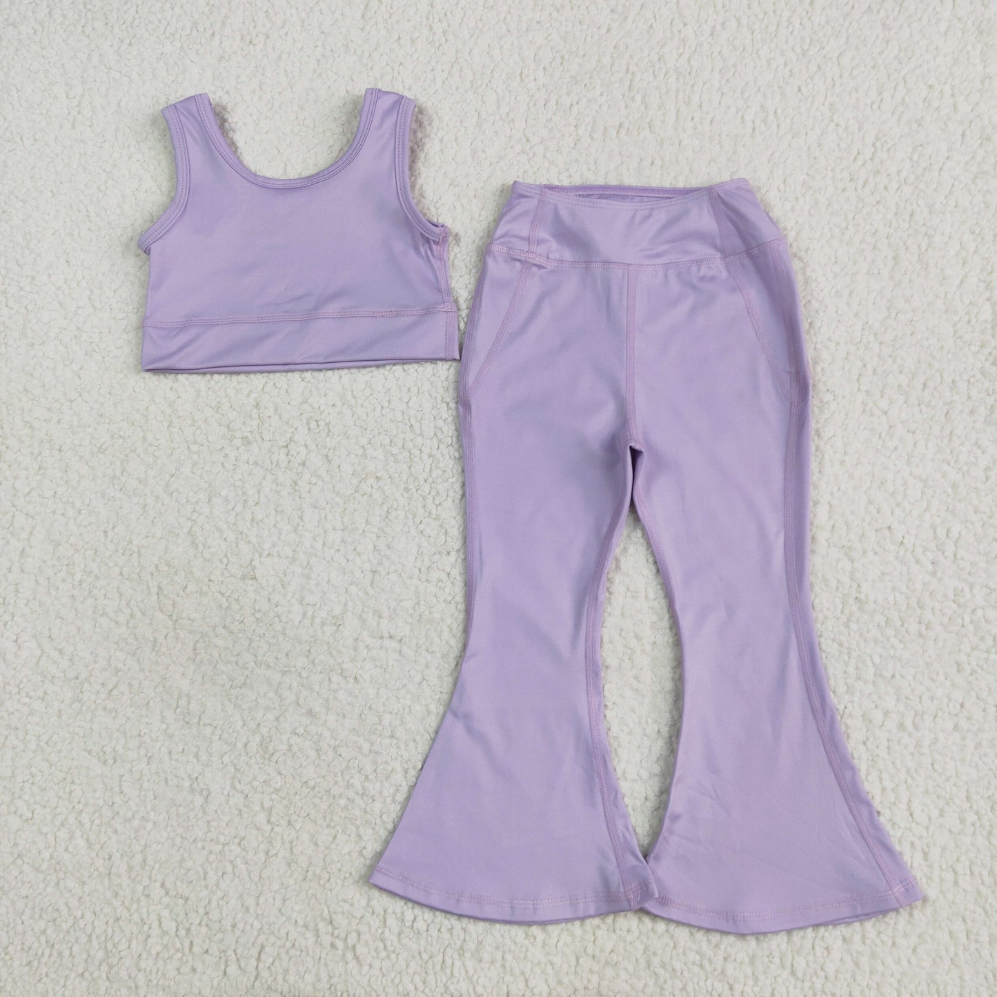 Baby Girls Lavender Sleeveless Top Bell Bottom Pant Yoga Set