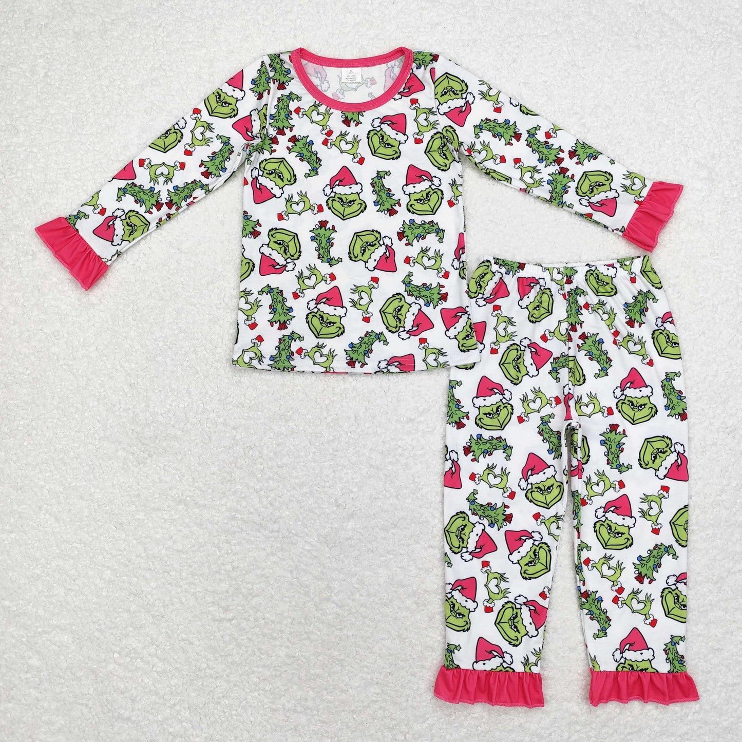 Baby Girls Christmas Green Face Pajama Set