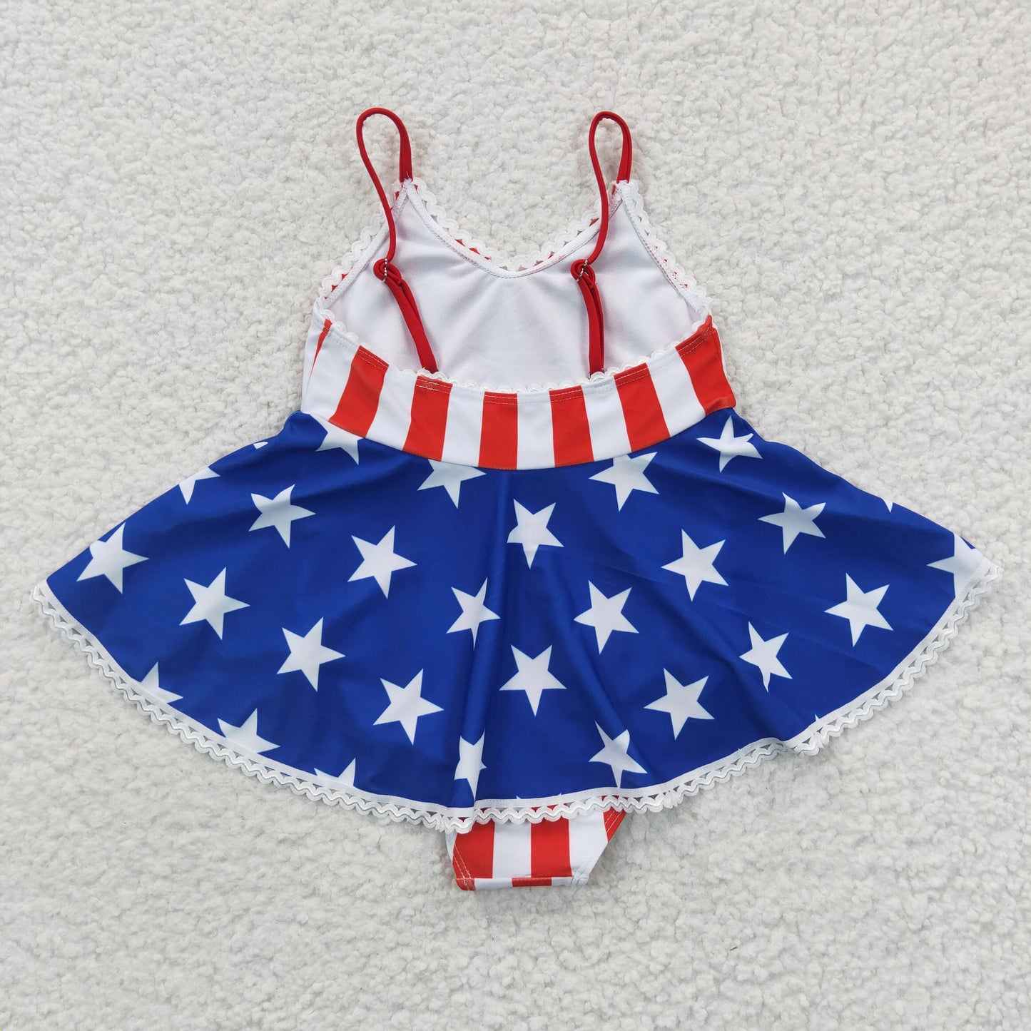 Sibling Baby Kids Blue Stars Red Stripe 4th Of July  Swimming Trunks Swimsuits