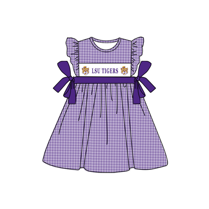 (5MOQ) Baby Boys Footall Team Purple LSU SummerDress Pre-order