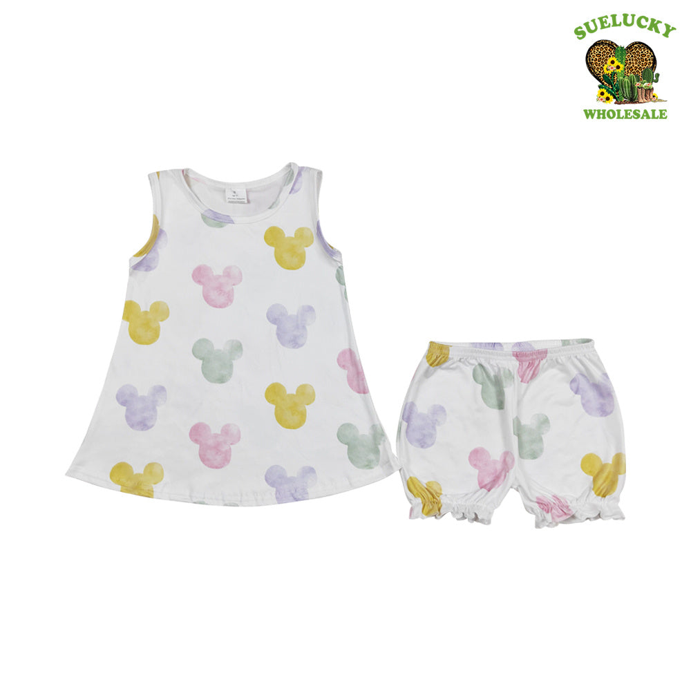 Baby Girls Cartoon Mouse Colorful Shorts Set