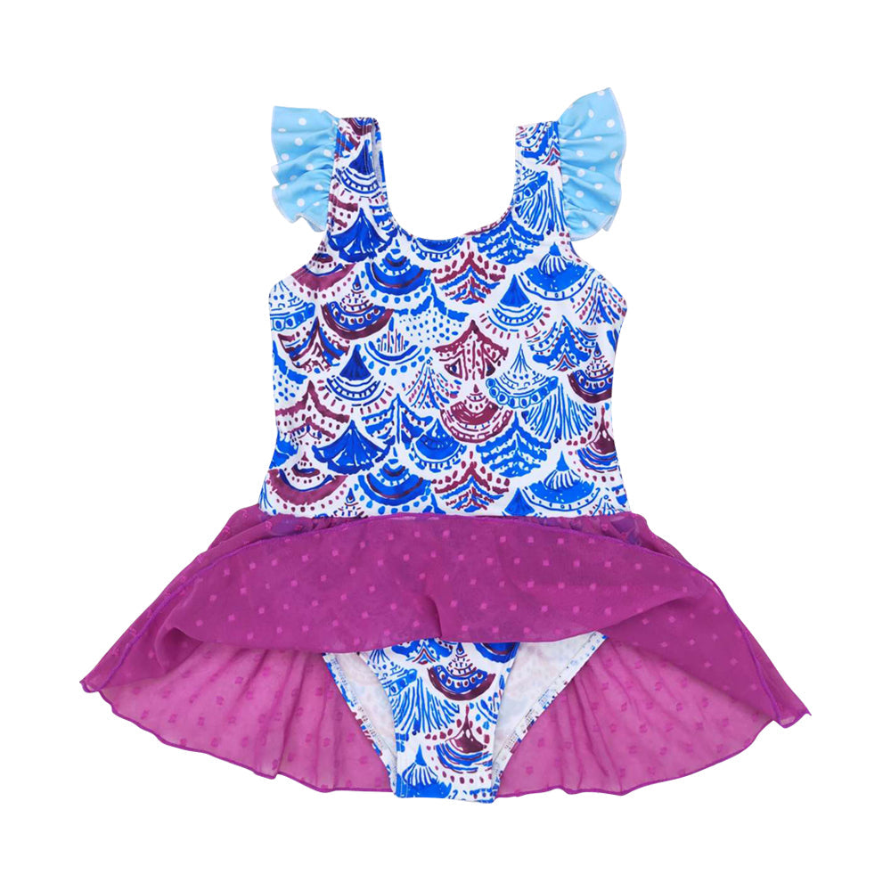 S0154 Kids Girls Scale Swimwear