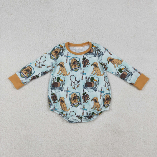 Baby Boys Hunting Dog Duck Long Sleeve Romper