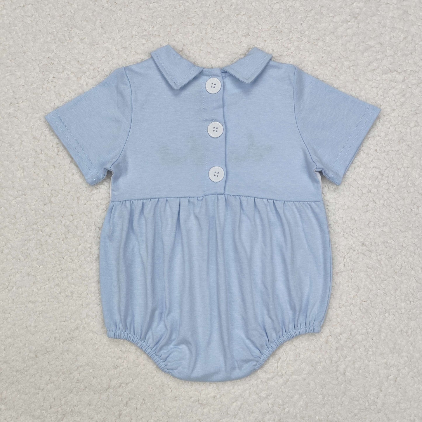 Light blue short sleeves duck baby boy romper