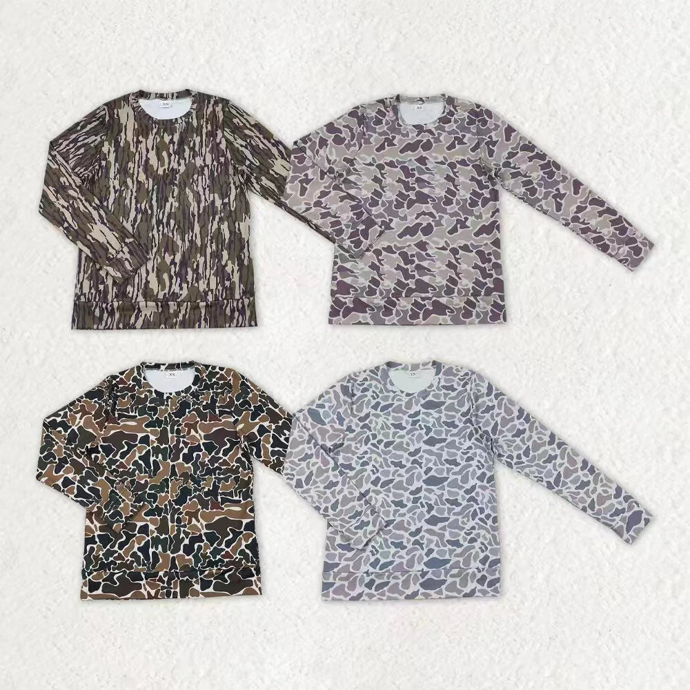 Adult Size Women Camo Long Sleeve Yoga Active Tee Shirts Top