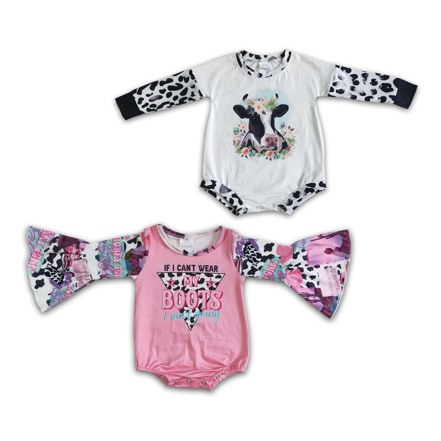 Baby Girls  Western Long Sleeve Bubble Romper On Sale $5.5