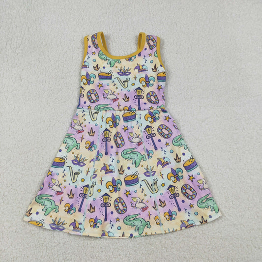 GSD2949 Baby Girls Mardi Gars Bows Sleeveless Active Dress