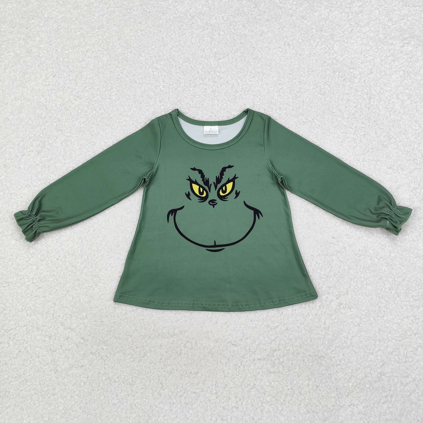 Baby Girls Dark Green Face Long Sleeve T-shirt Top