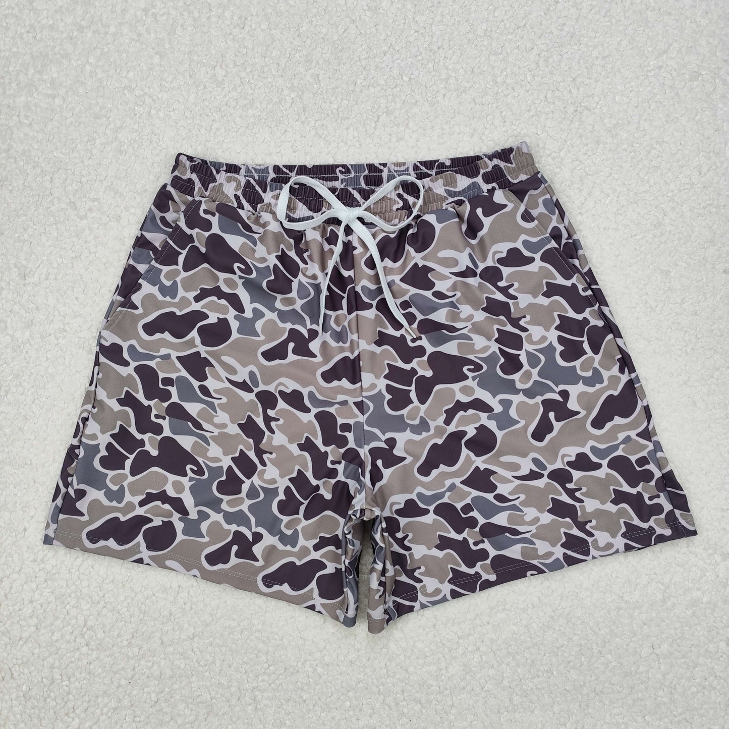 Adult Men Gray Camo Swimming Trunks