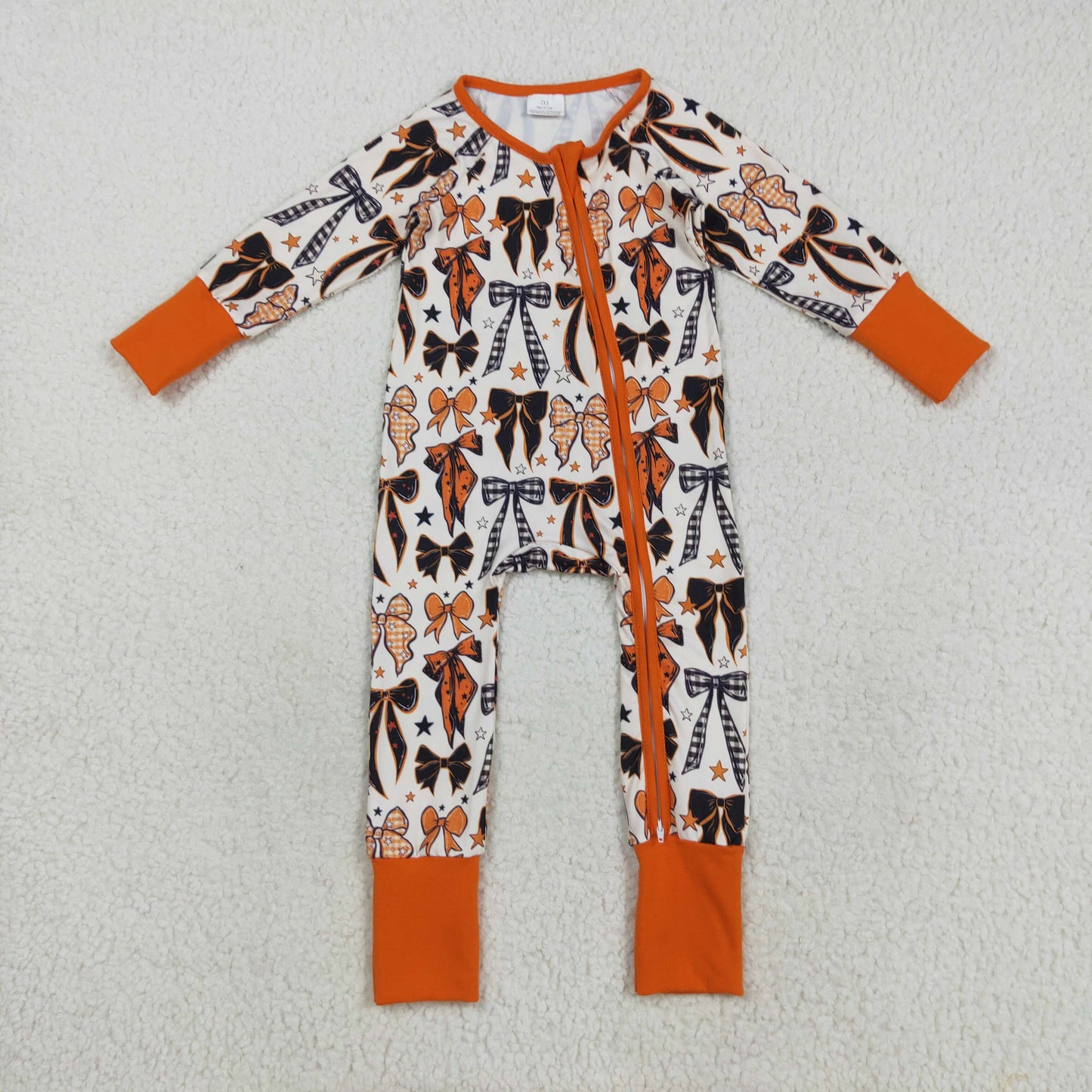 LR2409 Baby Girls halloween Bow Long Sleeve Romper