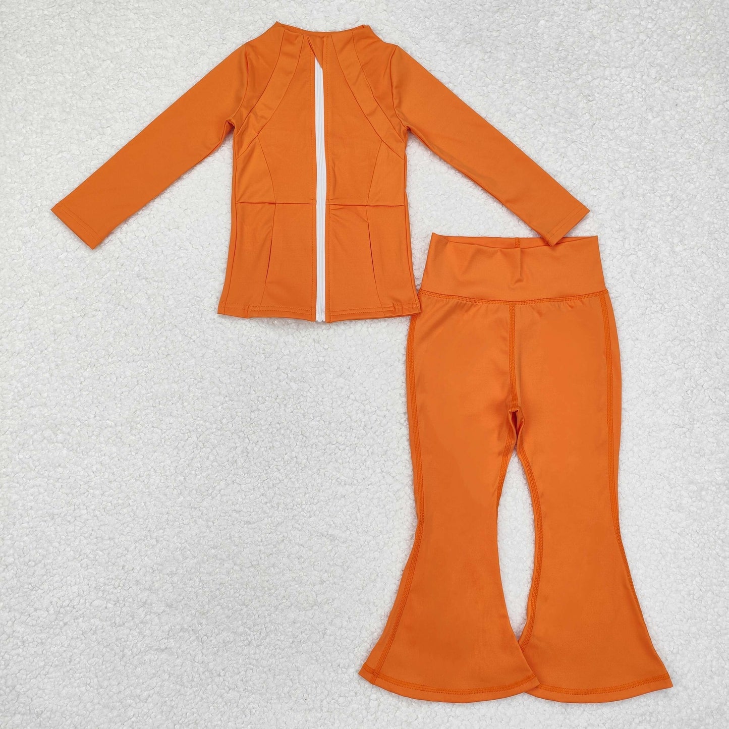 Baby Girls Orange Zip Pocket Yoga Active Bell Bottom Outfit