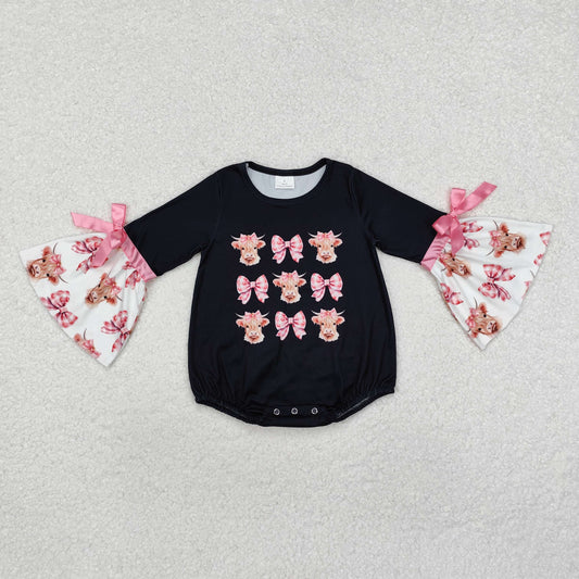 Baby Girls Cute Cow Pink Bow Shirt Romper