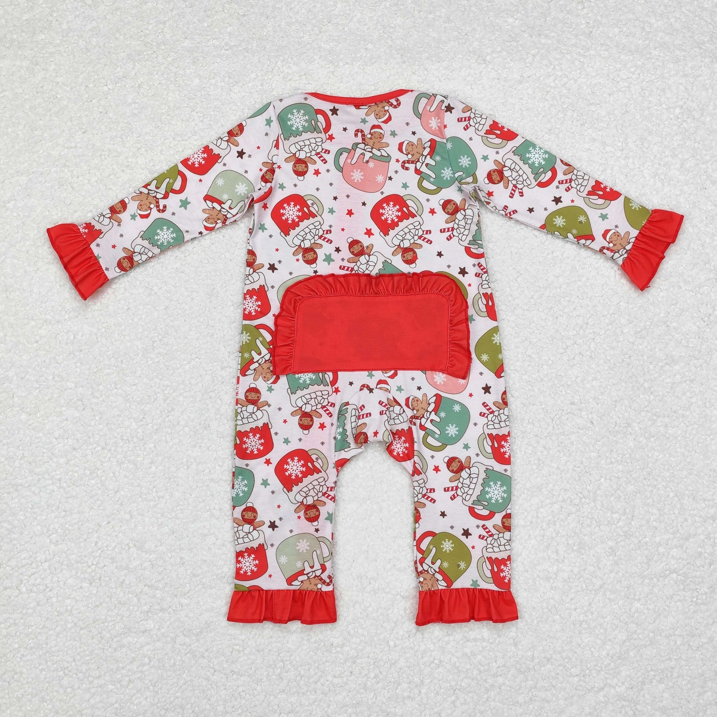 LR1509 Baby Boys Christmas Coffe Gingersnap Zip Romper