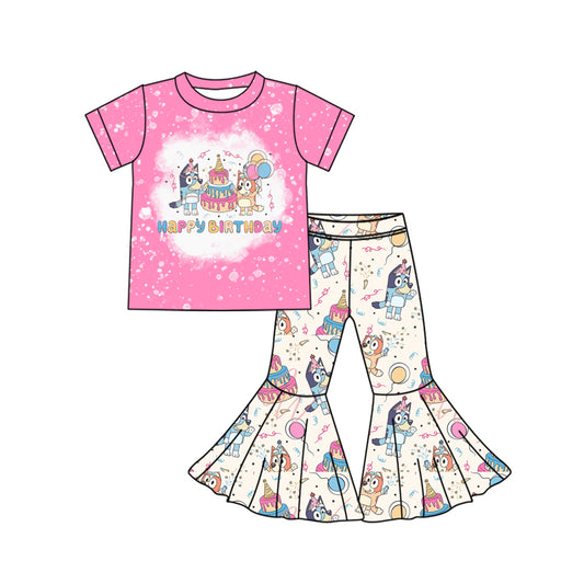 Baby Girls Outfit Happy Birthday Cartoon Dog 5 MOQ Preorder