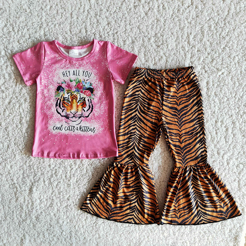 Hey All You Baby Girls Tiger Bell Bottom Pants Set On Sale