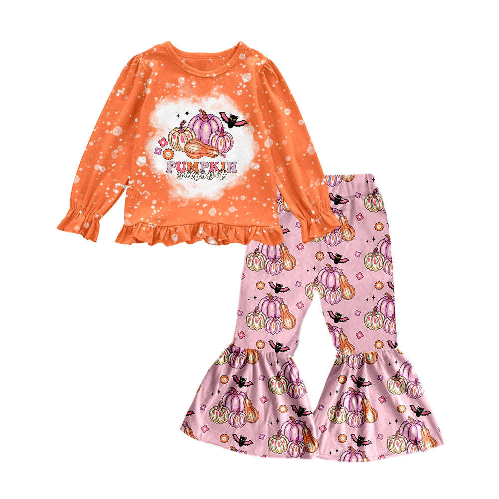 Baby Girls Pumpkin Season Bell bottom Pants Set Pre-order 3 MOQ