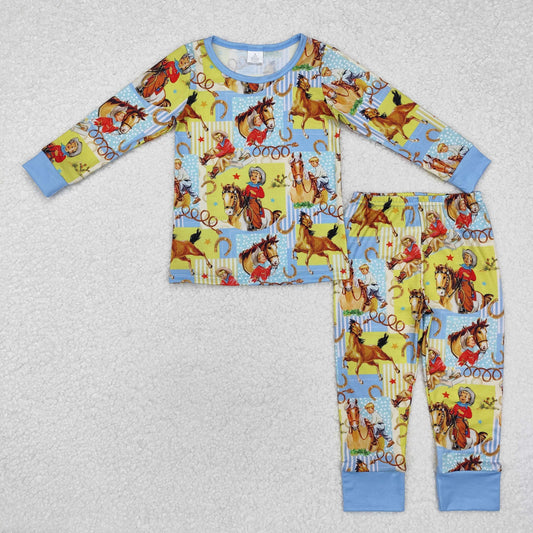 BLP0915 Western Coewboy Rodeo  Long Sleeve Bamboo Pajama Set