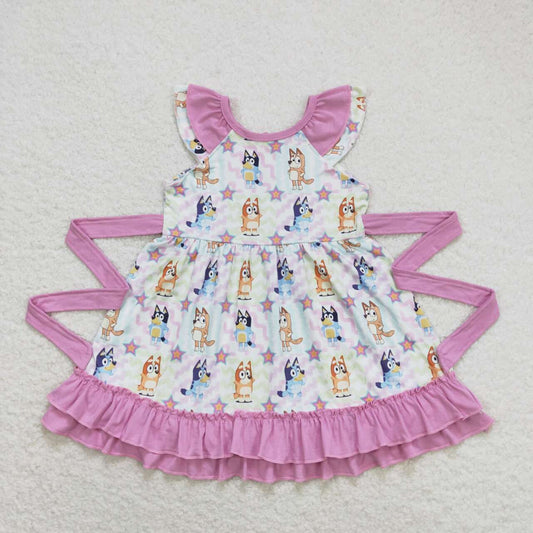 GSD1060 Baby Girls Cartoon Dog Dress With Belt