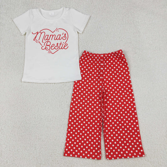 GSPO2250 Mama's Bestie Top With Red Polka Dot Pants Set