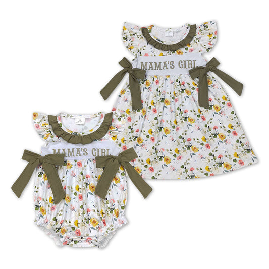 Sage Floral Mama's Girl Sibling Dress Romper