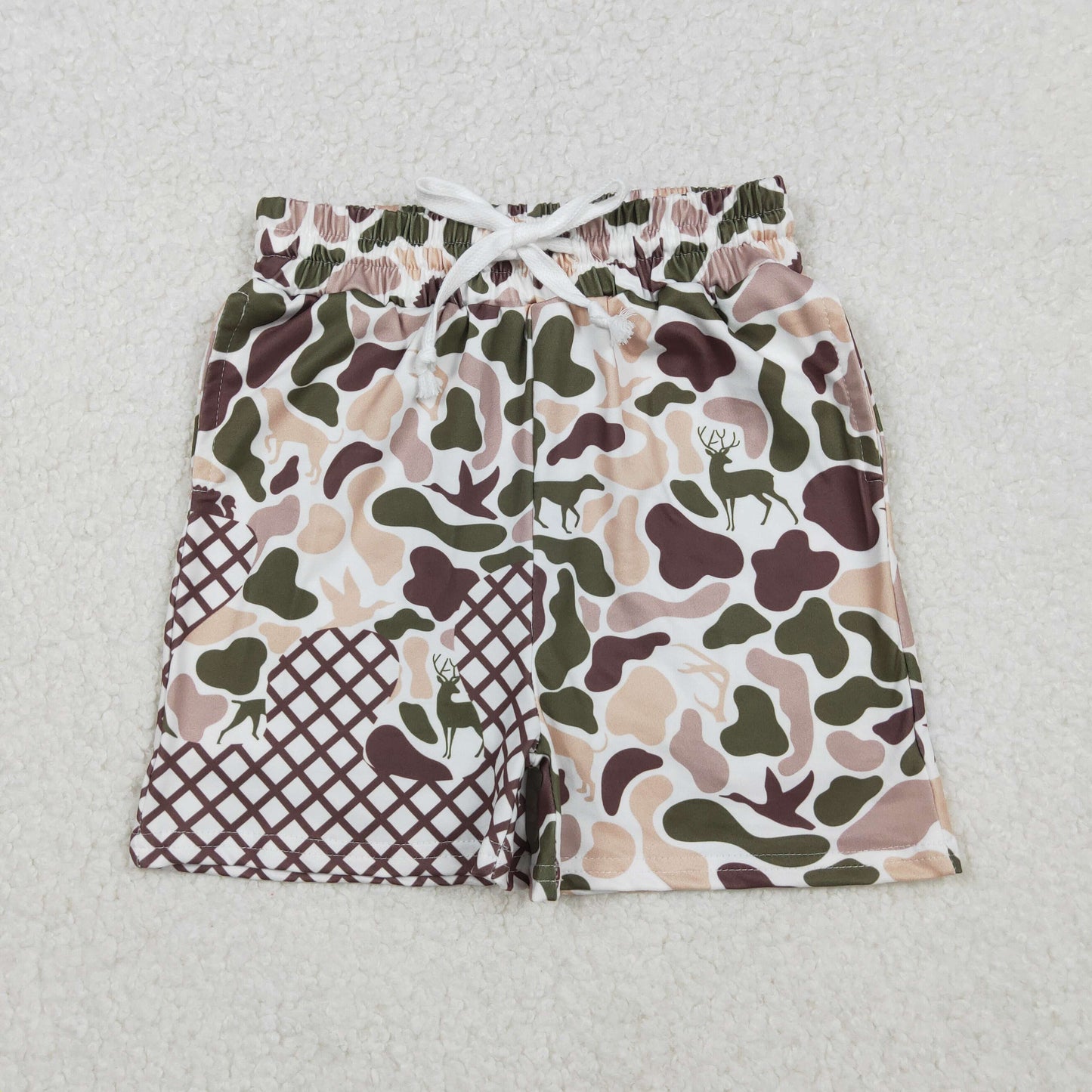 SS0652 Baby Boys Hunting Deer Camo Ice Cream Shorts