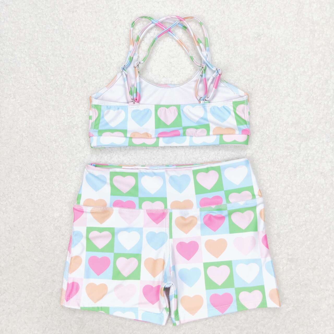 Baby Girls Pink Hearts Top Shorts Swimsuits