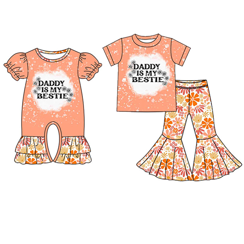 Baby Girls Sister Clothes Daddy is Bestie Outfit and Romper Preorder