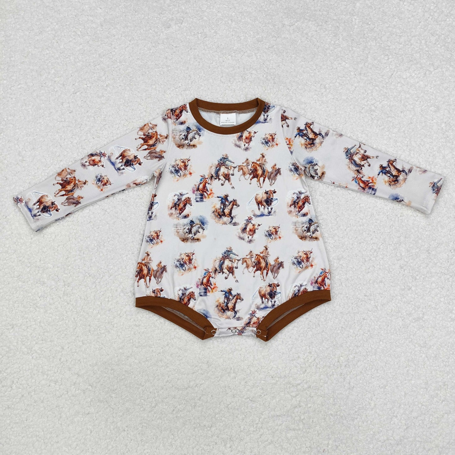 LR1866 Baby Boys Western Rodeo Long Sleeve Romper