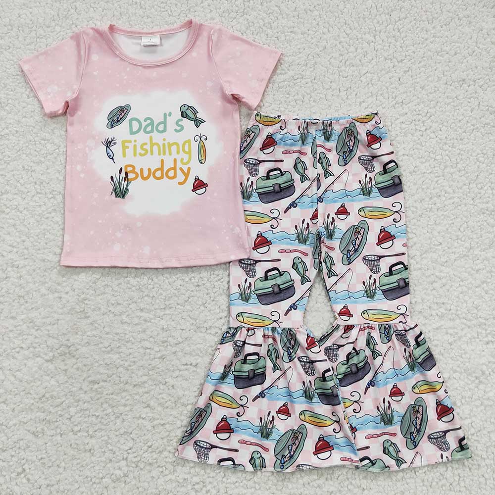 Sibling Baby Girls Boys Short Sleeves Dad's Fishing Top Pant Hunting Set