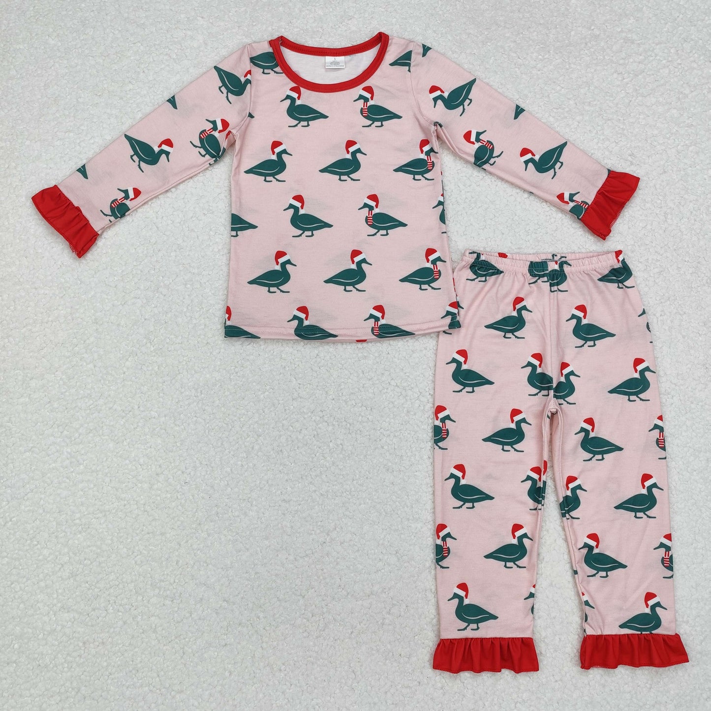 Baby Girls Christmas Mallard Duck Long Sleeve Bamboo Pajama Set