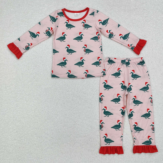 Baby Girls Christmas Mallard Duck Long Sleeve Bamboo Pajama Set