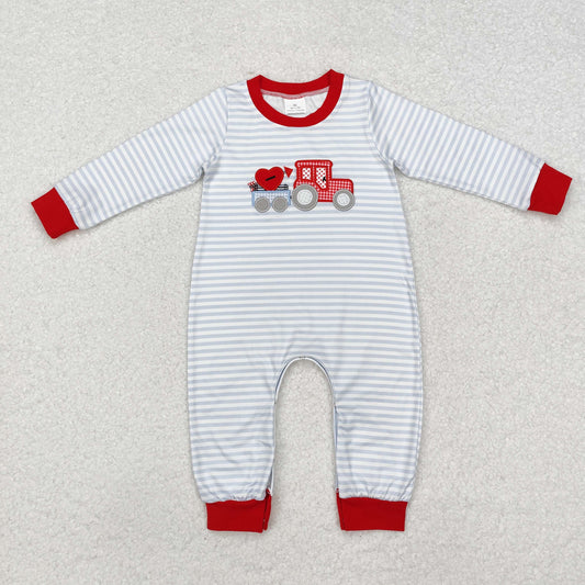 LR1924 Newborn Baby Girls Valentine's Day Truck Long Sleeve Romper